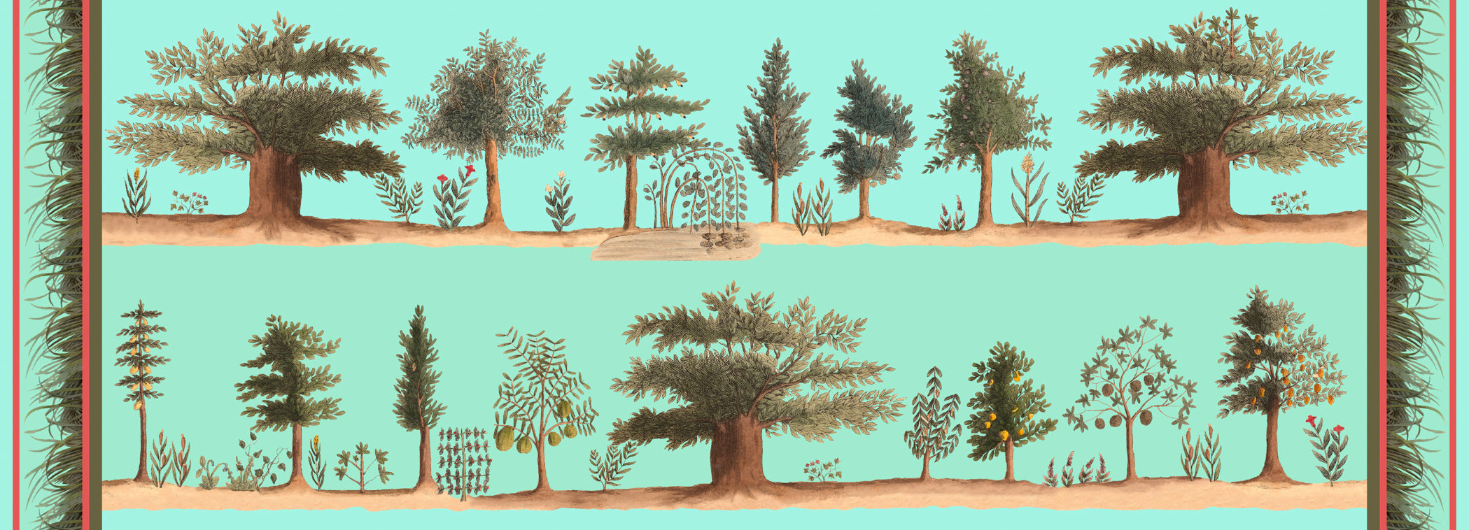 Tifton Trees With Grass Border Fabric