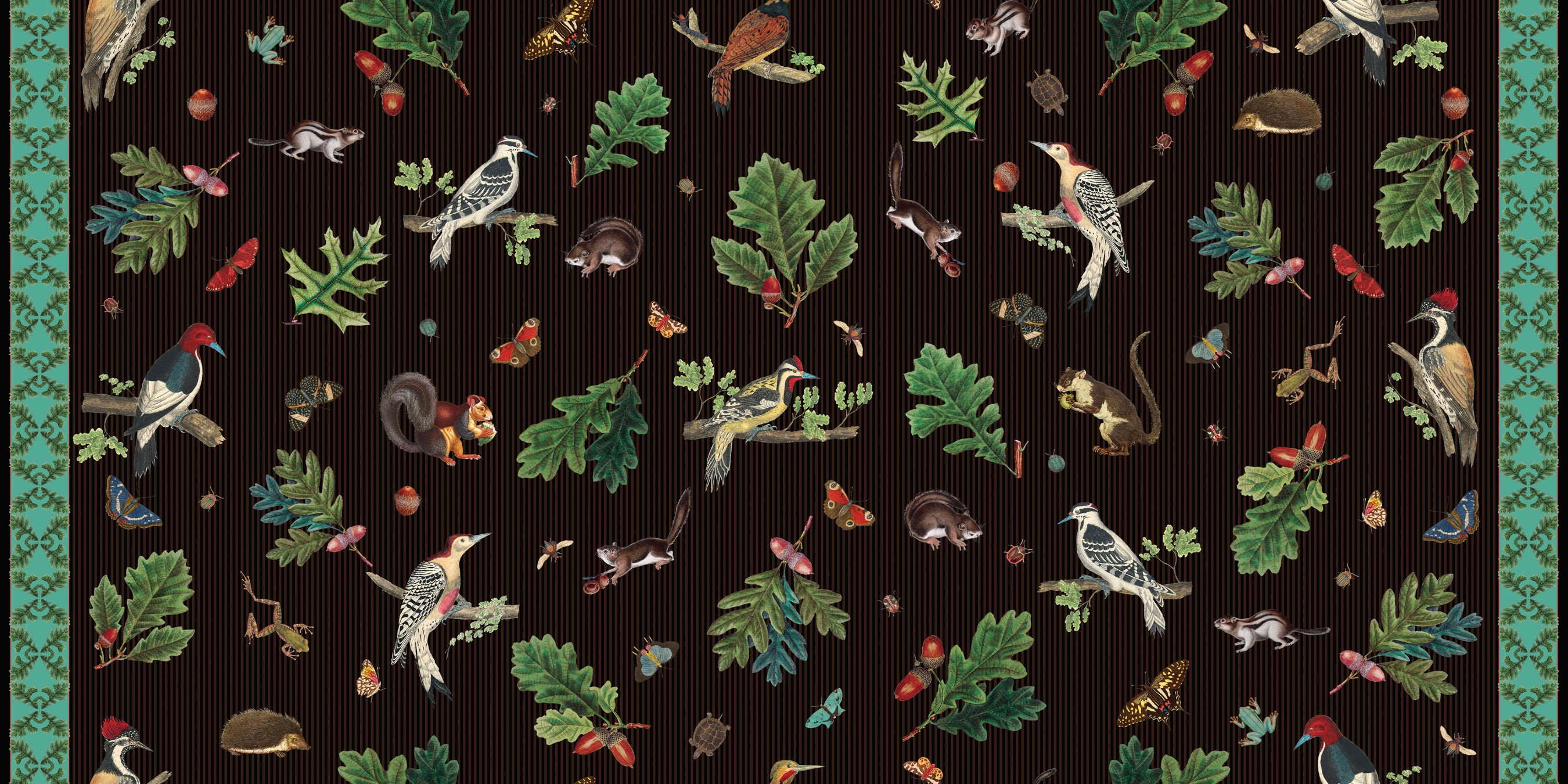Woodpeckers & Oak Leaves Fabric